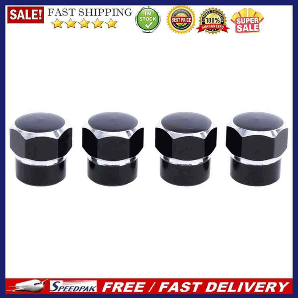 4pcs Universal Aluminum Car Wheel Tire Valve Stem Caps Dust Covers (Black)