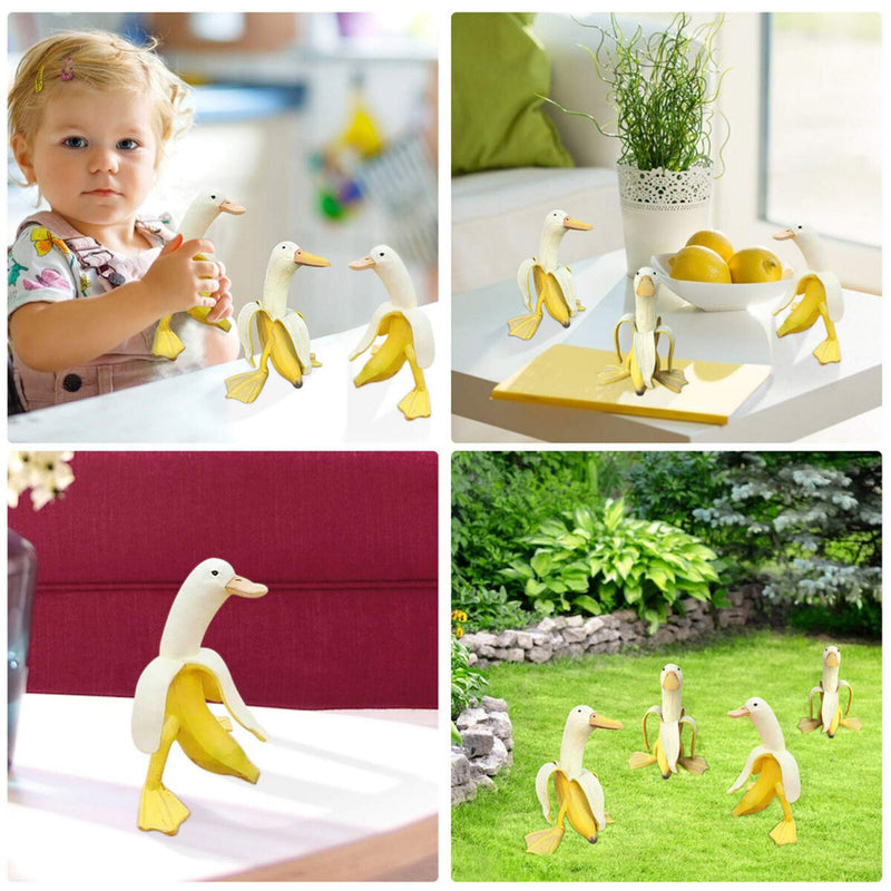 Banana Duck Art Statue Whimsical Peeled Banana Duck Decoration for Garden Yard