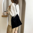 Women Fashion Plush Shoulder Bag Winter Large Capacity Handbags (B Black)