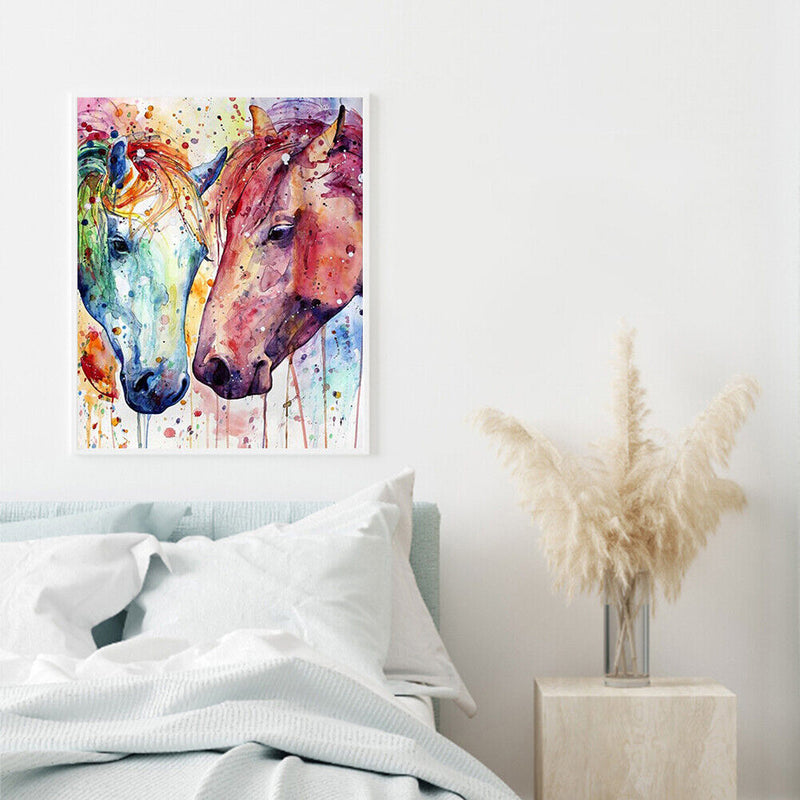 Hand Painted Oil Paint by Numbers DIY Horse Drawing Wall Hanging Decoration