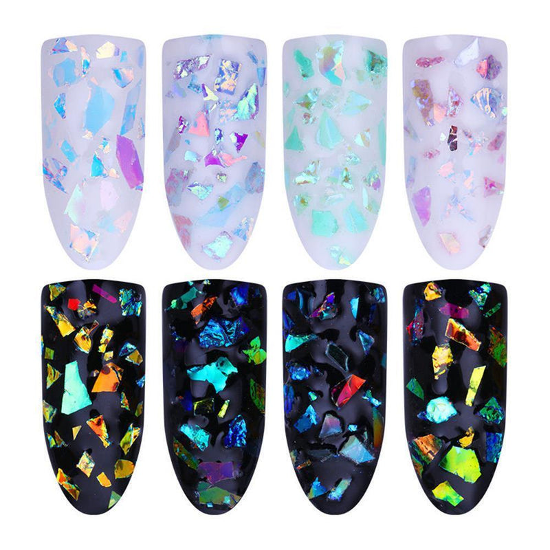 DIY Art Fashion Nail Glitter Fluorescent Sequins Manicure Decor Glass Paper