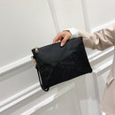 Women PU Leather Diamond Envelope Bag Quilted Clutch Purse Bag (Black)