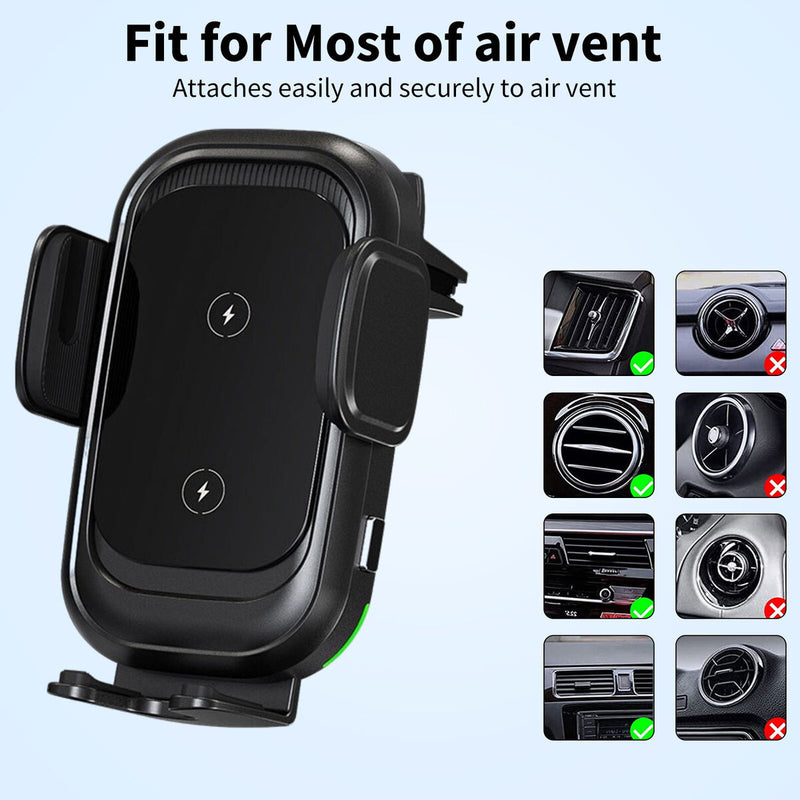 Wireless Car Charger - Dual Coils Fast Charging Phone Stand for Car Accessories