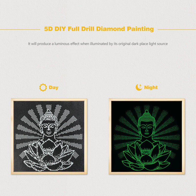 Luminous 5D DIY Diamond Painting Full Drill Buddha Embroidery Mosaic Craft Kit