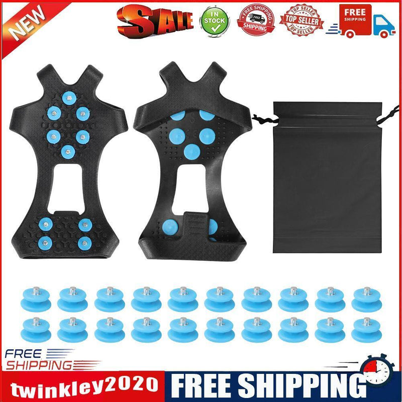 1 Pair 10 Teeth Snow Ice Claws w/ Nails Non-Slip Crampons Ice Gripper (XL)