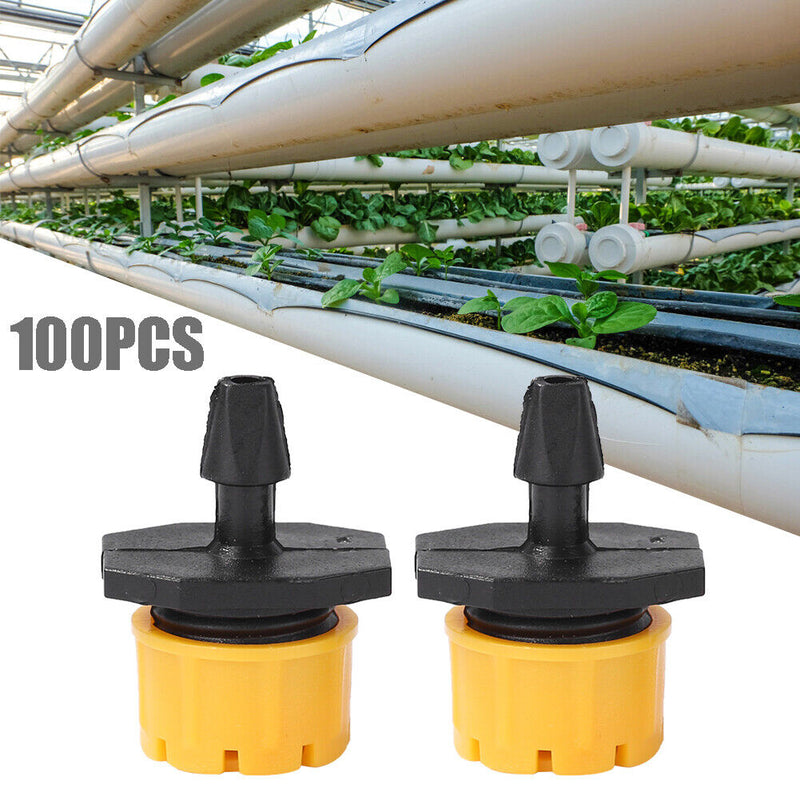 100pcs Adjustable Water Dropper Irrigation Hose Drip Head (Yellow)