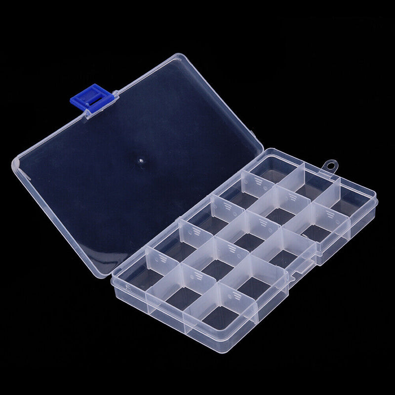 Plastic 15 Slots Tray Adjustable Jewelry Necklace Clear Storage Box
