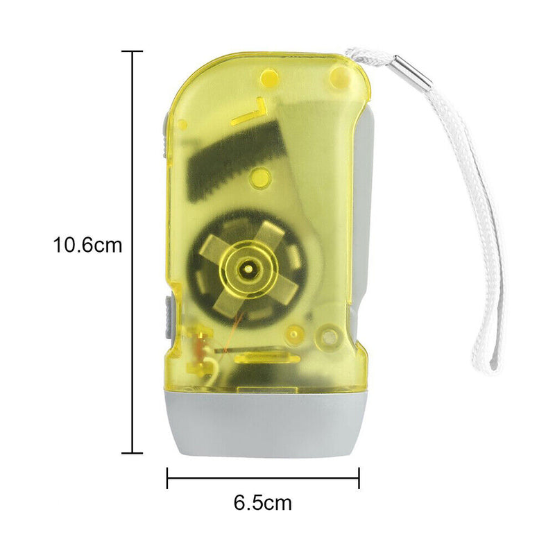 LED Hand Pressing Dynamo Flashlight Lamp Portable Hand Crank Torch (Yellow)