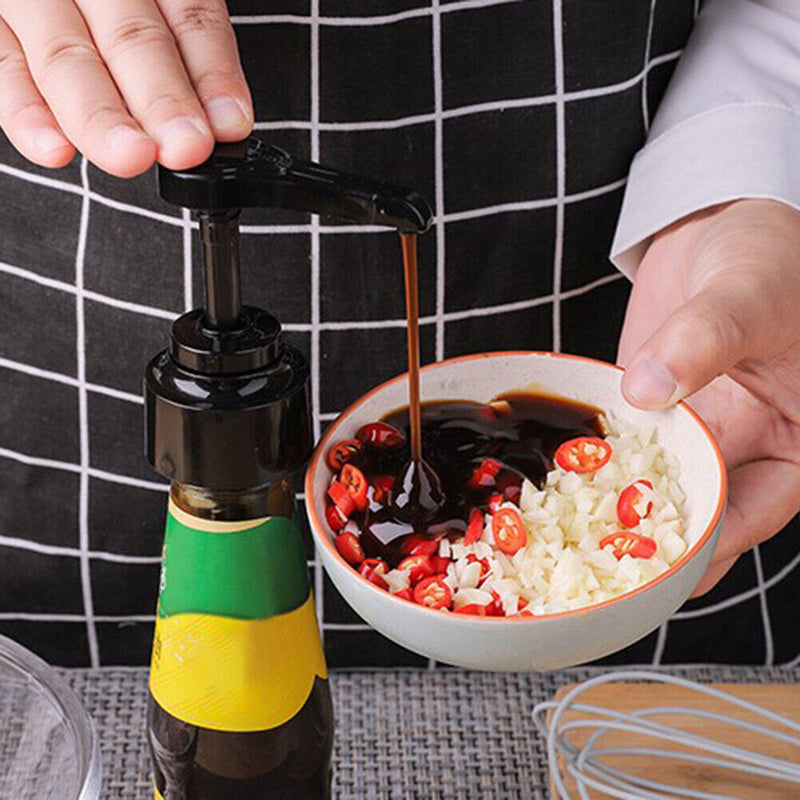 Syrup Vinegar Bottle Pressure Nozzle Household Oyster Sauce Pump (Black)