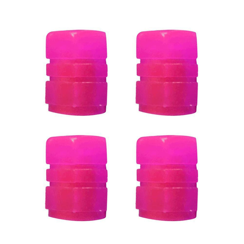 4pcs Luminous Tire Cap Tire Rim Stem Cap Rim Stem Covers for Motorcycles (Pink)
