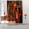 Christmas Tree Gift Printed Shower Curtain Waterproof Hook Hanging Bath Cover
