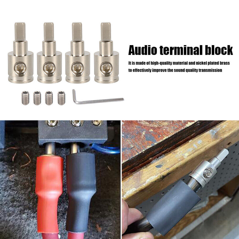 4 Sets Car Audio Wire Terminal 0GA to 4GA Power Cord Input Reducers Auto Parts