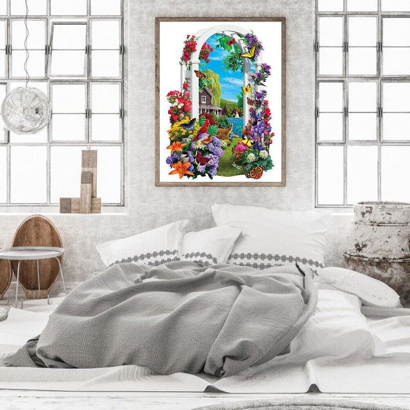 Oil Paint By Numbers Garden House on Canvas Digital Paint Wall Art Handicraft