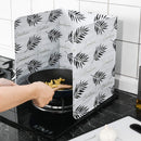 Oil Splash Scald Proof Board Kitchen Gas Stove Cooking Guard (White Leaves)