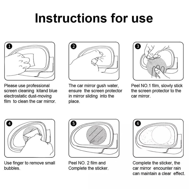 12pcs Rainproof Rearview Mirror Window Clear Film Membrane Anti Fog Car Stickers