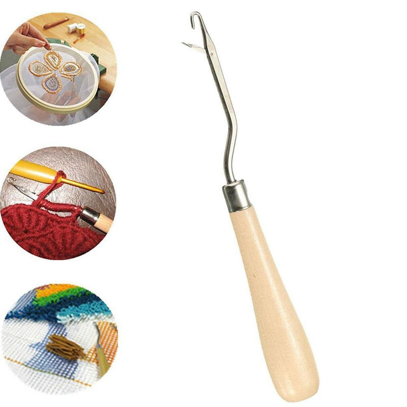 1PC Crochet Hook Wood Handle Carpet Repair Latch Crochet Needle Knitting Craft~