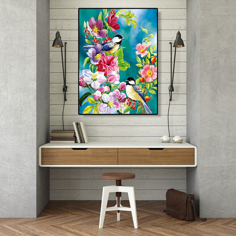 Painting By Numbers DIY Birds Flowers Canvas Oil Art Picture Home Room Decor Kit