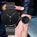 Men Round Dial Bracelet Quartz Watches Strap Waterproof Wristwatch (Blue)