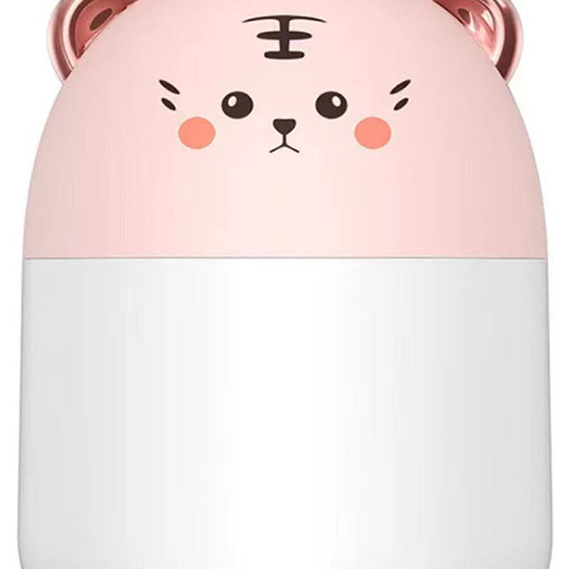 Air Humidifier Cute Tiger Aroma Diffuser with Night Light Cool Mist (Pink)