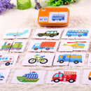 32pcs Iron Box Early Educational Cards Baby Enlightenment Toys (Traffic)