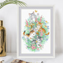 Partial Embroidery Cats Play Butterflies Printed Cross Stitch 3-Beach 11CT Kit