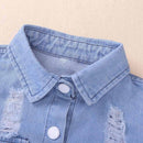 Autumn Unisex Fashion Children Turn Down Collar Pockets Denim Coat(1-2T)-18