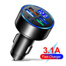 5-Port 15.5W USB Type-C Car Charger Voltmeter Charging Adapter for Mobile Phone