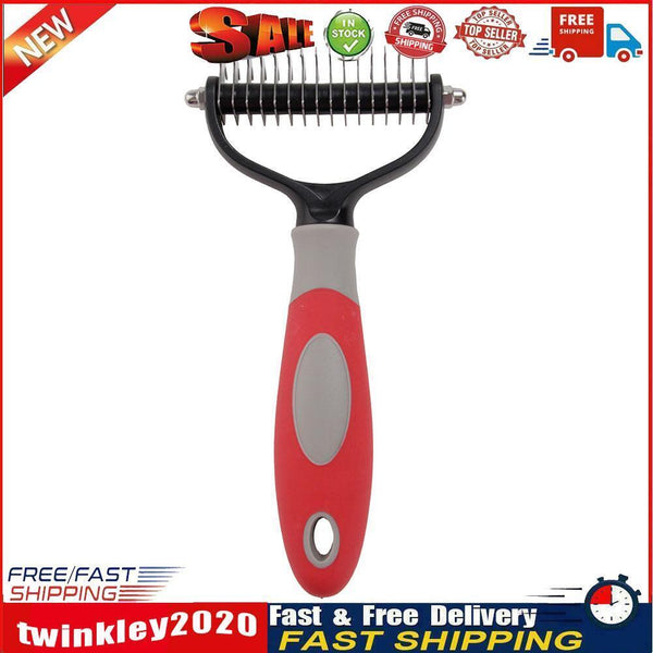 Pet Deshedding Brush Cat Dog Hair Grooming Care Comb Hair Shedding (Red L) Newly