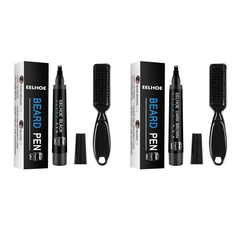 Four Prong Beard Filler Pencil Waterproof Moustache Coloring Pen (Black)