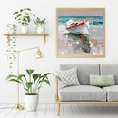 Beach Boat Oil Paint By Numbers Kit DIY Acrylic Painting Wall Art Picture C