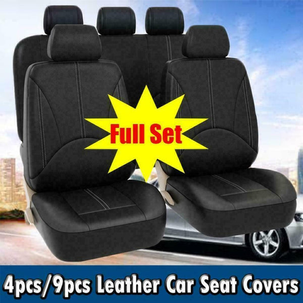 4/9pc PU Leather Universal Car Seat Covers Fit 5 Seaters Set Protector S3G6 M2T4