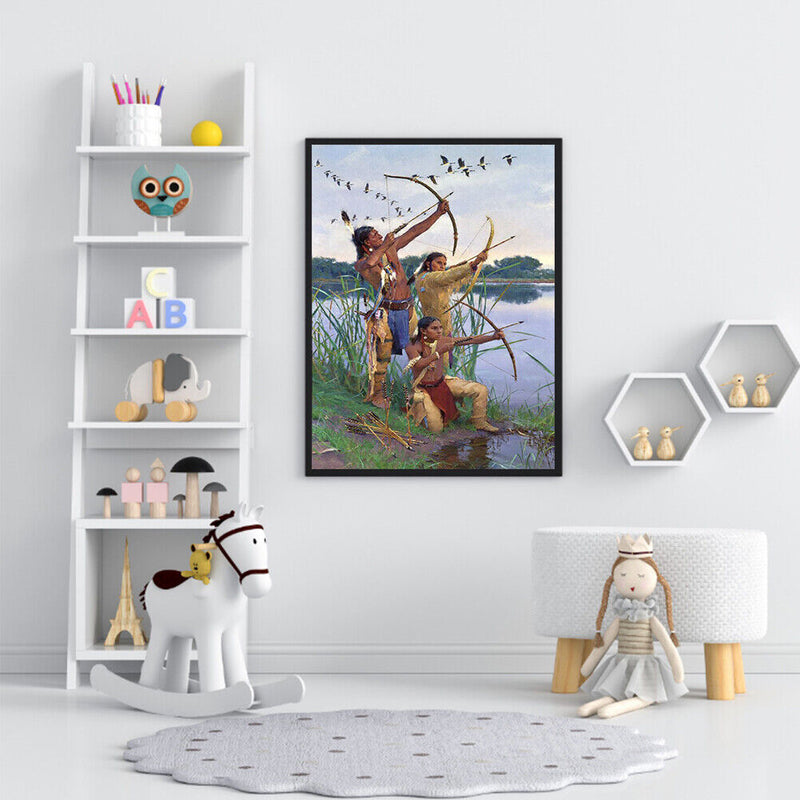 Tribal People Frameless Oil Paint by Numbers Kit Handpainted Canvas Picture