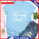 Independence Day Print Letter Tea T-Shirt (Pink S)