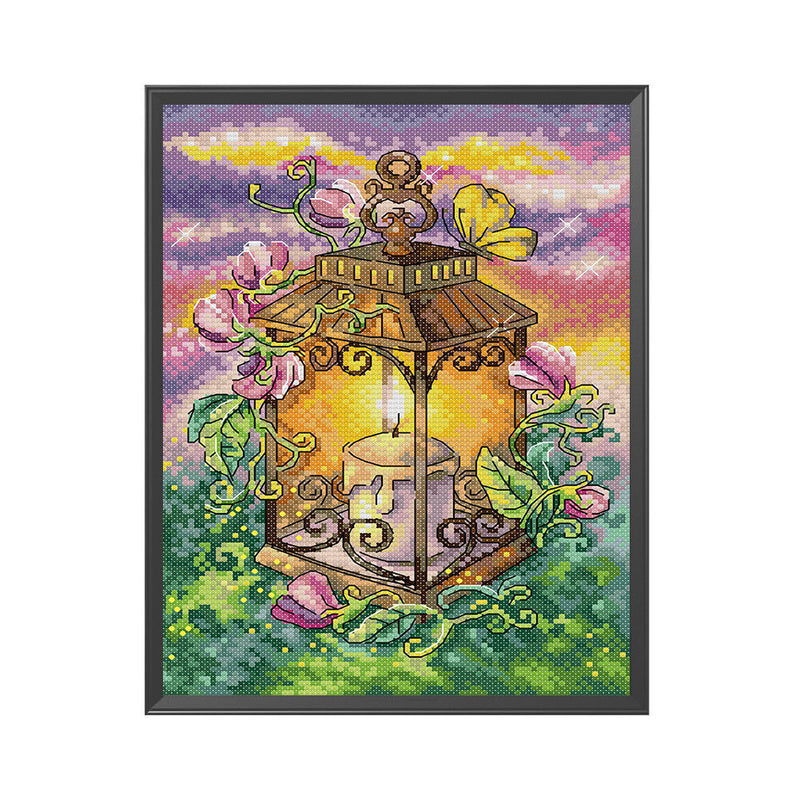 #A Full Cross Stitch 14CT DIY Lantern Printed Embroidery Home Hanging Decoration