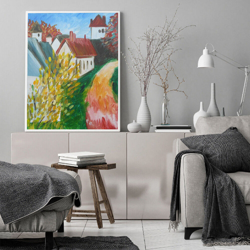 Oil Paint by Numbers Country Path Canvas Artwork Living Room Picture Decoration