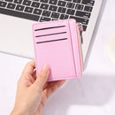 Women Retro Leather Coin Purse Zipper Litchi Pattern Men Card Holder (Pink)
