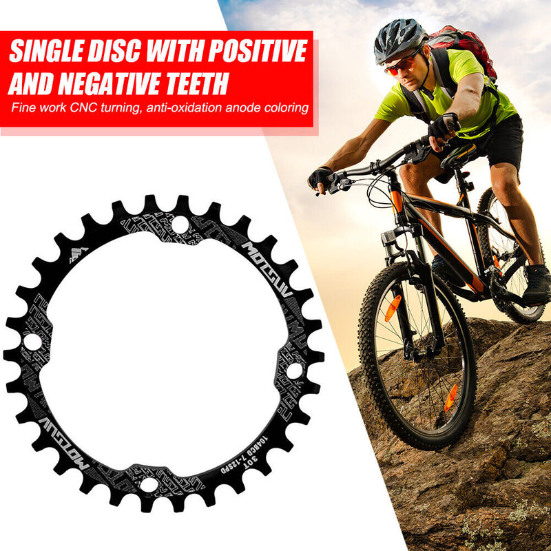 MOTSUV 104BCD Bicycle Chainring 30T MTB Bike Chain Wheel Crank Part (Black)