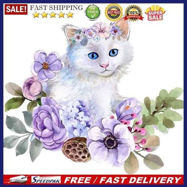 Flower Cat Oil Paint By Numbers Kits Canvas Picture Wall Art DIY Craft Colo