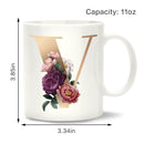 Unique Creative Ceramic Coffee Mugs with Flower Letter V for Home Office