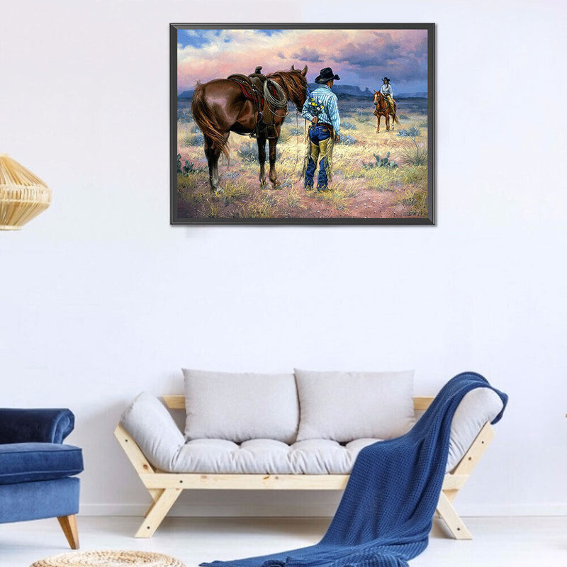 Cowboy Couple Oil Paint By Numbers Kits Canvas Picture Wall Art DIY Craft D
