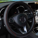 Black+Red Microfiber Leather Car Steering Wheel Protect Cover 38cm Sale N5S7