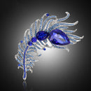 European Fashion Brooch Rhinestone Corsage Peacock Feather Women Accessories