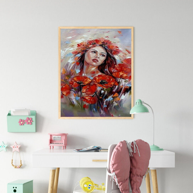 Girl Oil Paint By Numbers Kit DIY Acrylic Painting on Canvas Frameless Drawings