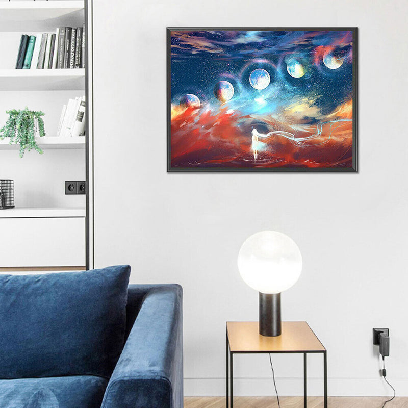 Planet Girl Oil Paint By Numbers DIY Handpainted on Canvas Wall Art Picture