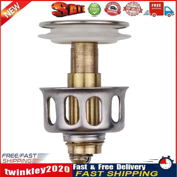 Stainless Steel Push-Type Bounce Core Wash Basin Drain Filter Seal Drainer Newly