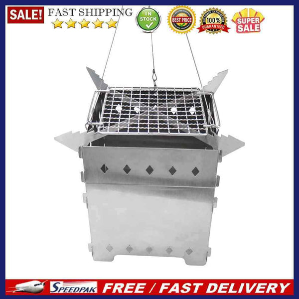 Stainless Steel Picnic Wood Charcoal Burning Stoves Campfire BBQ Barbecue S