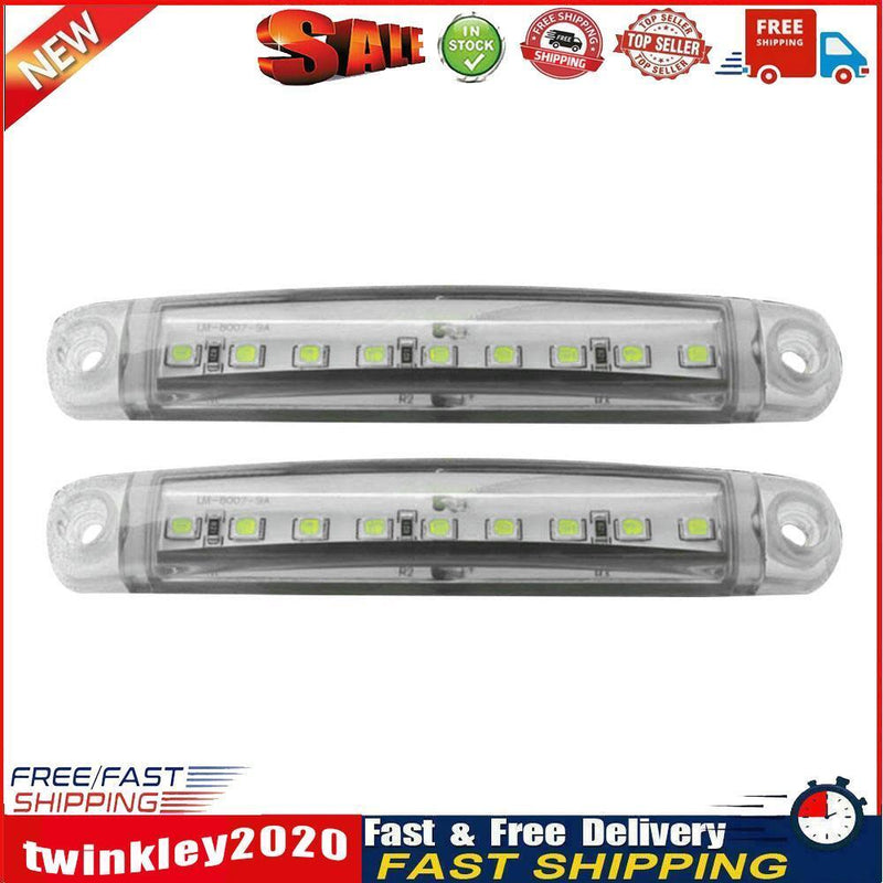 2pcs 9LED Truck Side Marker Light Tail Parking Turn Signal Lamp (White) Newly
