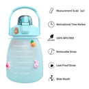 Water Bottle - Cute Belly Bottles Water Jug with Time Marker 1.3L (Green)