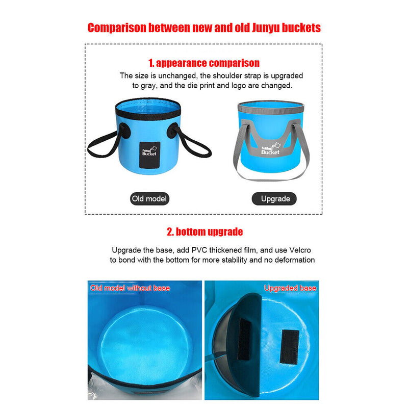 20L Portable Folding Outdoor Fishing Car Wash Water Bucket (Upgrade Blue)