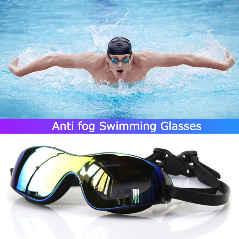 Adults Swimming Eyewear Outdoor Waterproof Anti-fog Diving Goggles (Black)